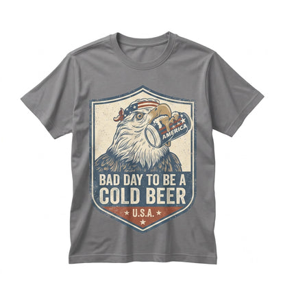 Bad Day To Be A Cold Beer Funny Fourth Of July Eagle American Flag Patriotic Drinking Independence Holiday Party Summer Graphic