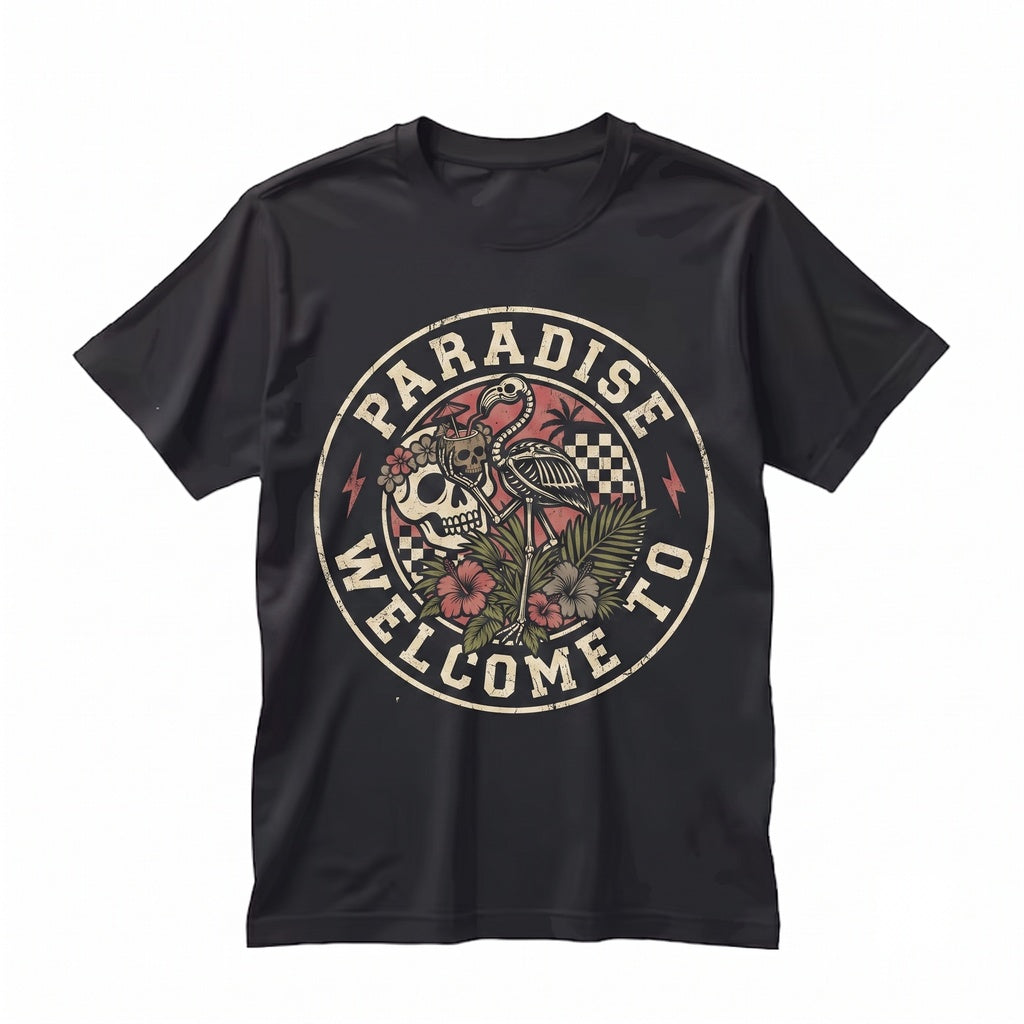 Welcome To Paradise Spooky Halloween Beach Goth Alt Summer Graphic Top Unisex TShirt