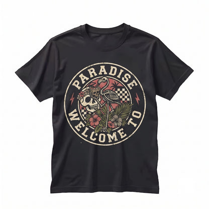 Welcome To Paradise Spooky Halloween Beach Goth Alt Summer Graphic Top Unisex TShirt