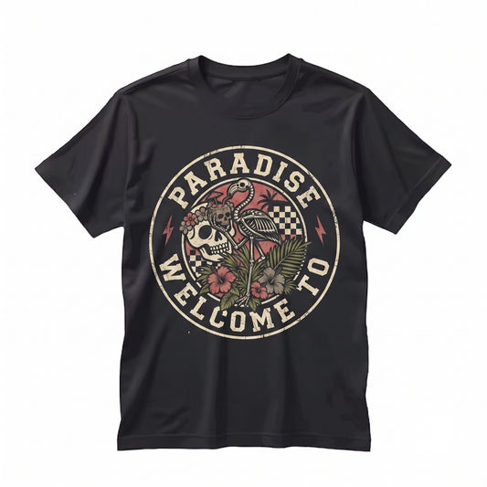 Welcome To Paradise Spooky Halloween Beach Goth Alt Summer Graphic Top Unisex TShirt