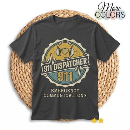 911 Dispatcher Heartbeat Emergency Operator First Responder Headset EKG Graphic Call Center Men Unisex TShirt