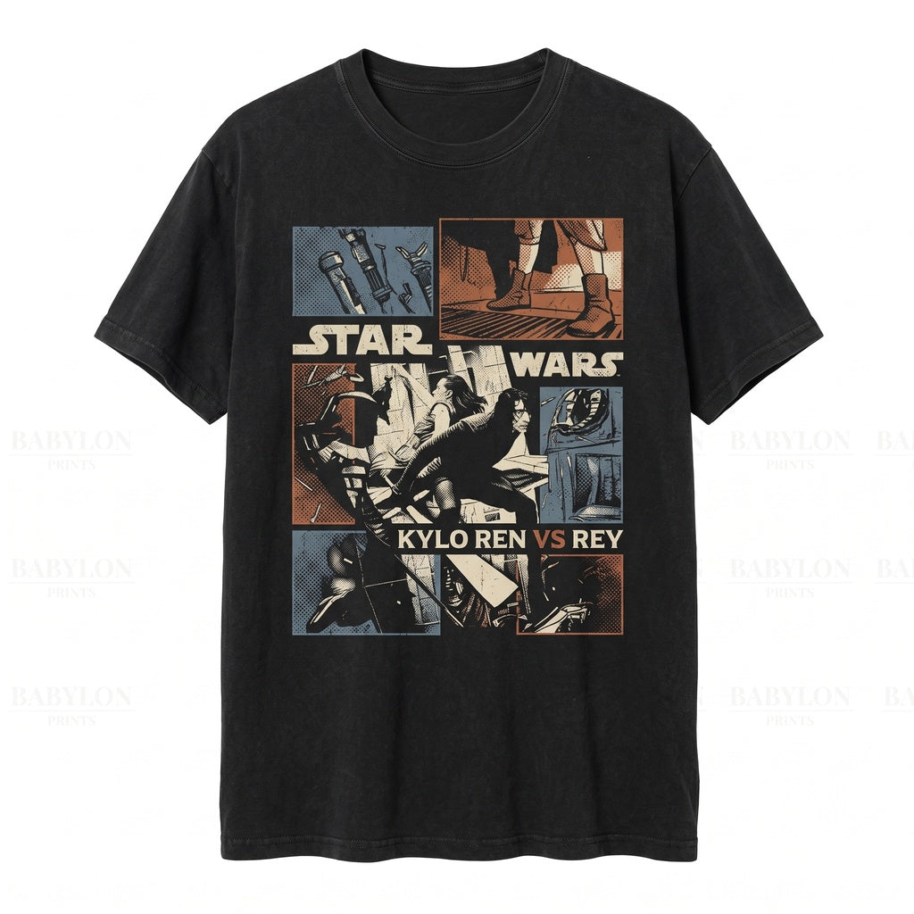 Vintage Kylo Ren Graphic Rey Skywalker Galactic Villain Dark Side Sith Sci-Fi Apparel Unisex TShirt