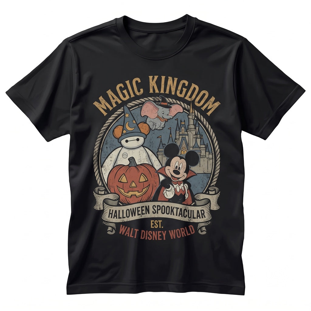 Retro Mouse Spooky Season Vacation Top, Magic Kingdom Halloween Party Group Apparel, Unisex TShirt