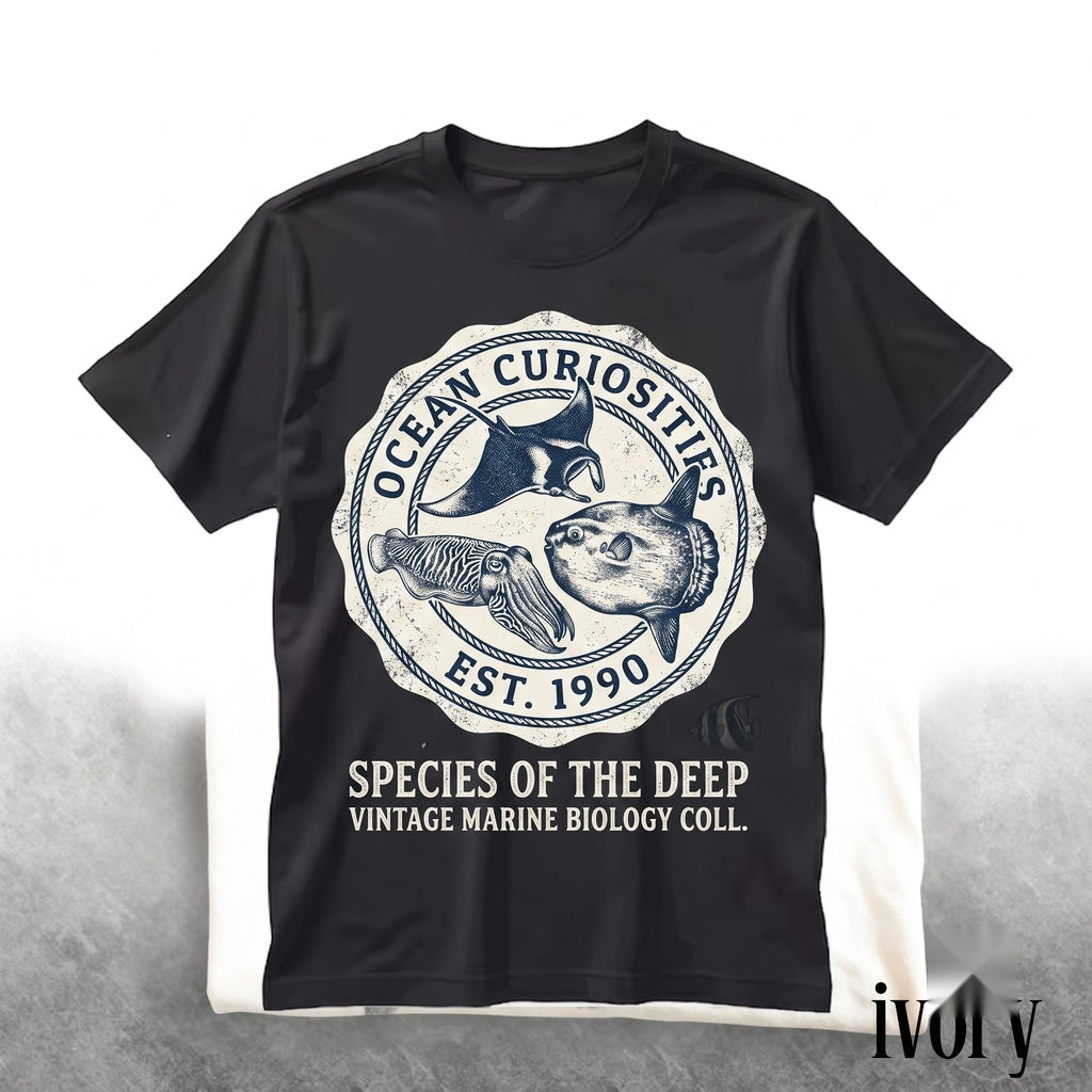 Retro Sea Animal Graphic Marine Species Collection Old School Coastal Nature Ocean Present Unisex TShirt