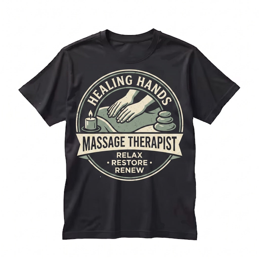 Massage Therapist Aesthetic Spa Wellness Gift Relax Restore Renew Zen Mindful Healing Hands Unisex TShirt