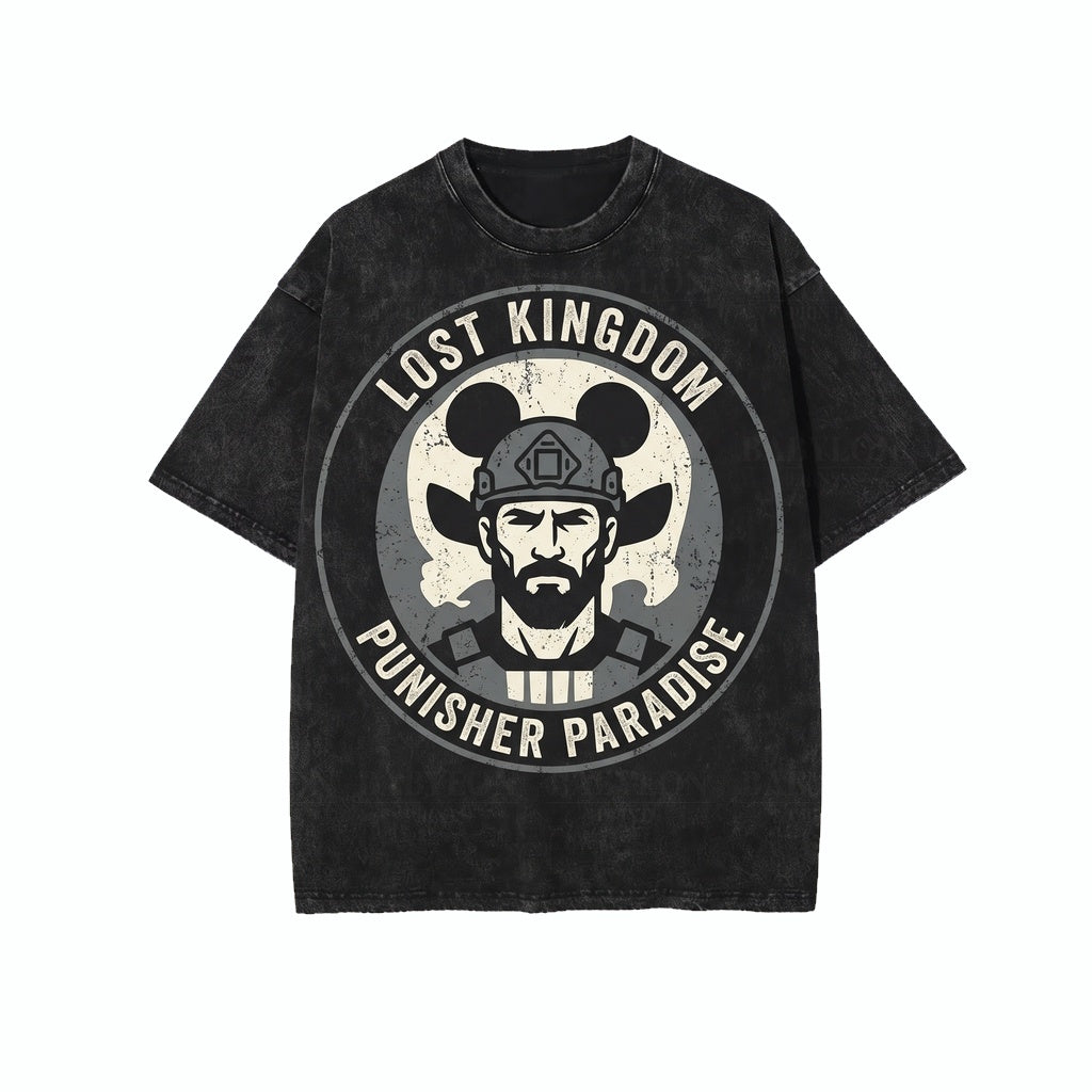 Oversized Castle Skull Ears Graphic Top, Disneyworld Vacation Streetwear Apparel, Retro Theme Park Trip Outfit for Him, Unisex