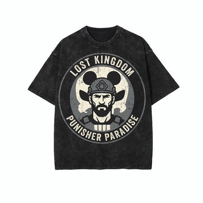 Oversized Castle Skull Ears Graphic Top, Disneyworld Vacation Streetwear Apparel, Retro Theme Park Trip Outfit for Him, Unisex