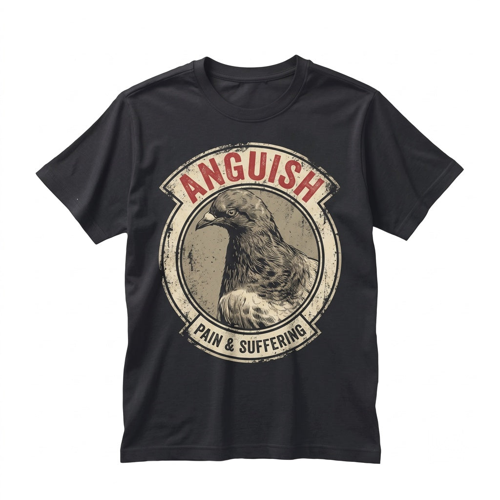 Anguish Pigeon Vintage Japanese Graphic Retro Bird Cotton Unisex TShirt