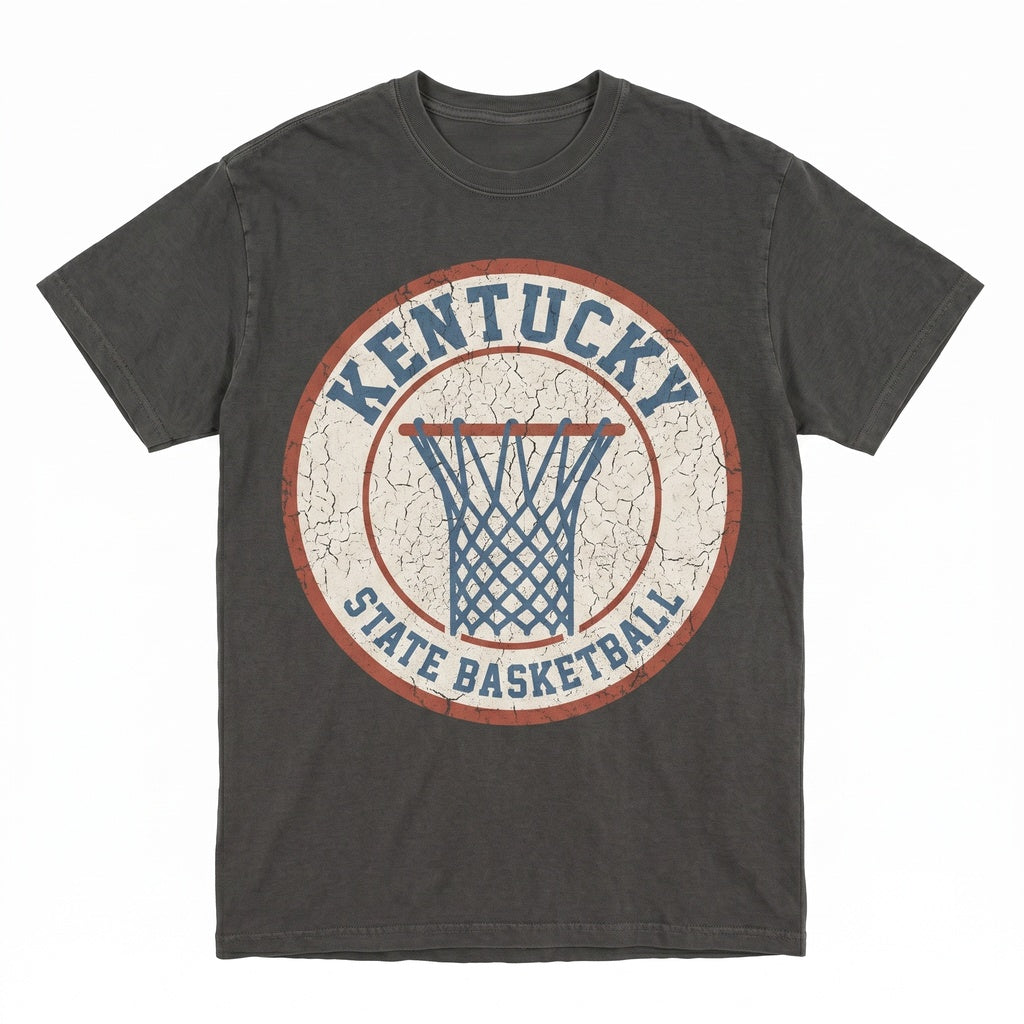 Kentucky Basketball Hoop Graphic Vintage Retro Streetwear Bball Fan Sports Crewneck Unisex TShirt