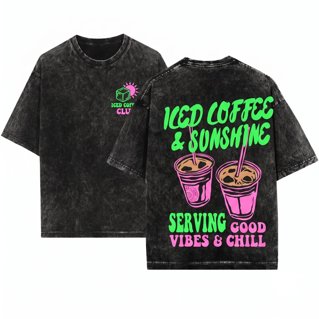 Iced Coffee Sunshine Summer Vibes Coffee Lover Club Gift Unisex Wash T-Shirt