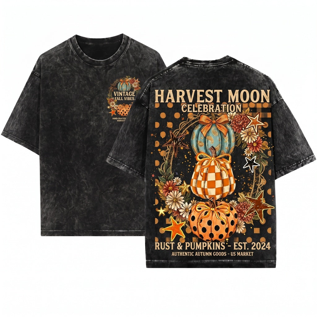 Coquette Pumpkin Fall Sweatshirt Cute Bow Floral Autumn Halloween Crewneck Vibes Unisex Wash T-Shirt