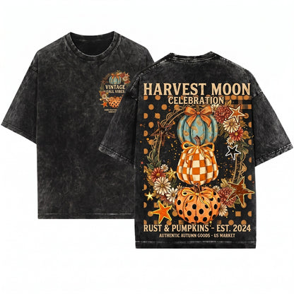 Coquette Pumpkin Fall Sweatshirt Cute Bow Floral Autumn Halloween Crewneck Vibes Unisex Wash T-Shirt