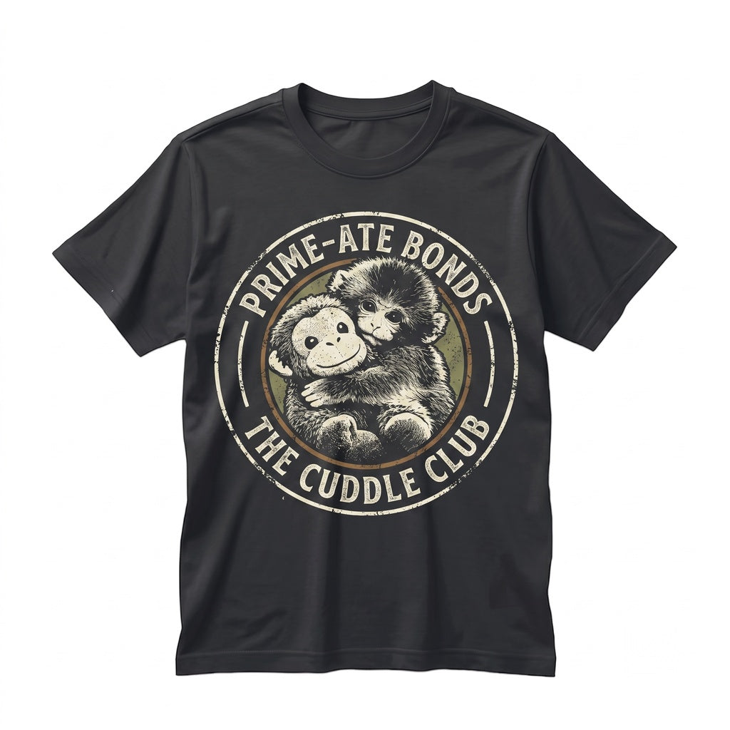 Cute Punch Monkey Hug Graphic Team Emotional Support Animal Lover Gift Unisex TShirt