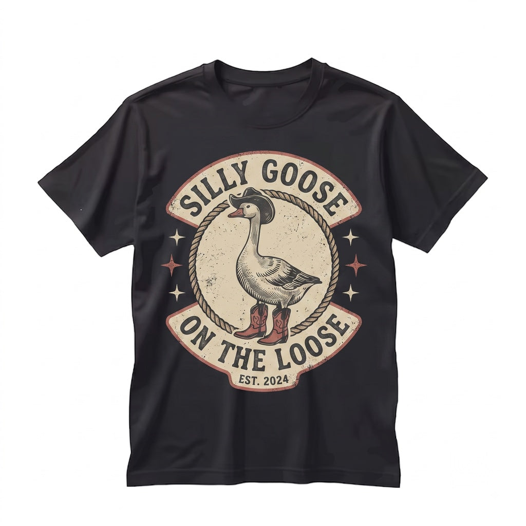 Silly Goose On The Loose Western Style Beach Tote Bag Funny Gift For Her Novelty Animal Lover Unisex TShirt
