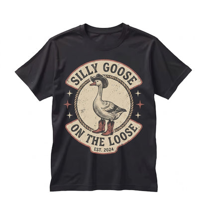 Silly Goose On The Loose Western Style Beach Tote Bag Funny Gift For Her Novelty Animal Lover Unisex TShirt