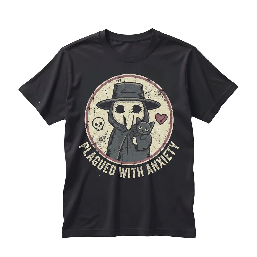 Plagued With Anxiety Sarcastic Snarky Grim Reaper Funny Sassy Mental Health Graphic Unisex TShirt