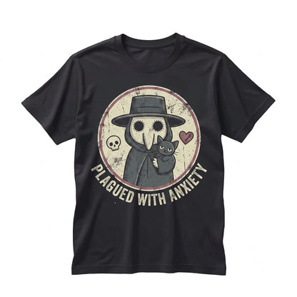 Plagued With Anxiety Sarcastic Snarky Grim Reaper Funny Sassy Mental Health Graphic Unisex TShirt