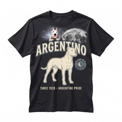 Three Dogo Argentino Moon Galaxy Space Argentinian Mastiff Celestial Cosmic Pet Graphic Gift Unisex TShirt