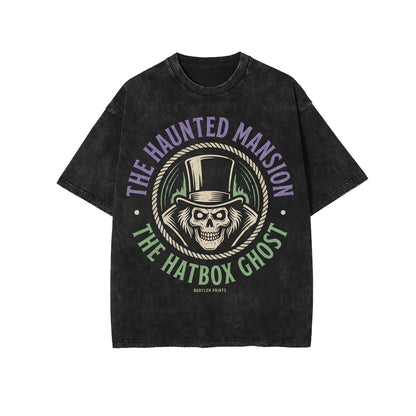 Oversized Hatbox Ghost Haunted Manor Halloween Hitchhiking Spirits Graphic Unisex TShirt