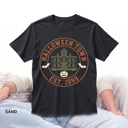 Vintage Witch CityVintage Spooky Town Est 1998 College Fall Cozy Halloween Apparel Graphic Unisex TShirt
