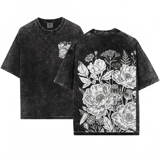 Wildflower Vintage 90s Graphic Retro Floral Minimalistic Unisex Wash T-Shirt