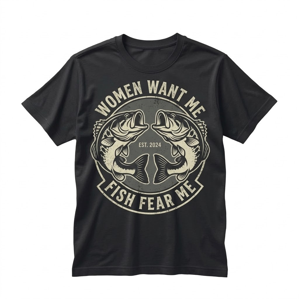 Funny Fishing Women Want Me Fish Fear Fisherman Graphic Novelty Apparel Unisex TShirt