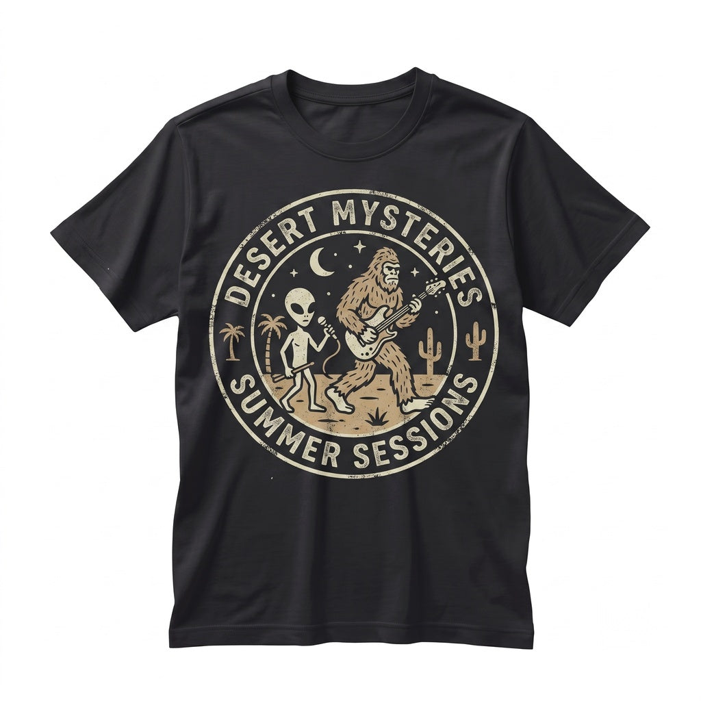 Funny Bigfoot Alien Area 51 Cryptid UFO Band Graphic Top Music Sasquatch Gift Unisex TShirt