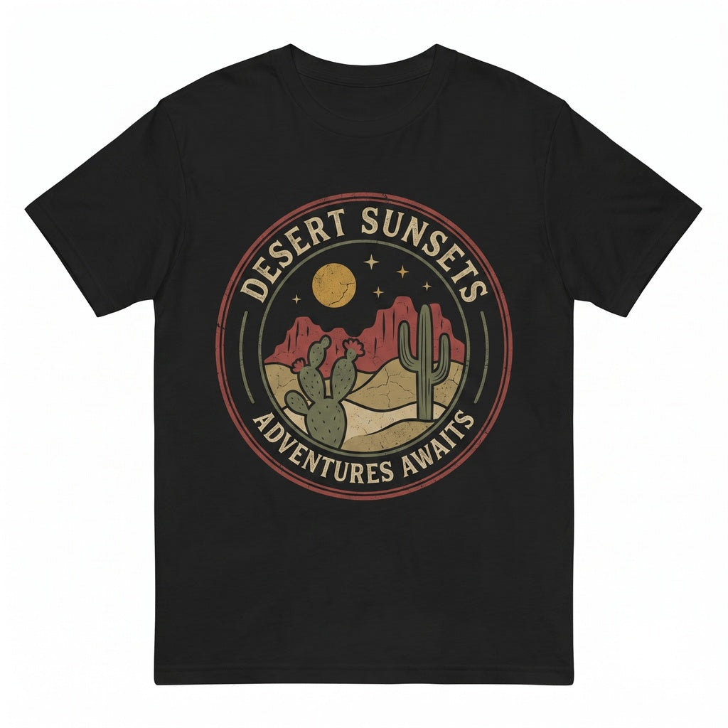 Southwest Desert Cactus Sunset Graphic Rustic Western Landscape Arizona Nature Adventure Gift Unisex TShirt