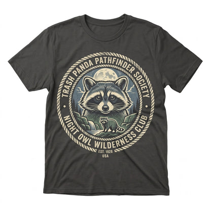 Vintage Raccoon Graphic Wildlife Nature Lover Retro Moonlit Forest Animal Silly Gift Unisex TShirt
