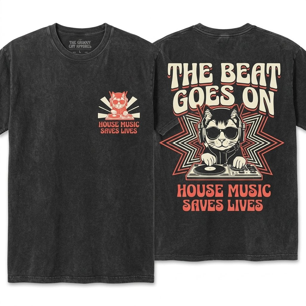 House Music Saves Lives Vintage Funny Raver Festival EDM Lover Gift Unisex Wash T-Shirt