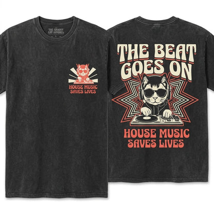House Music Saves Lives Vintage Funny Raver Festival EDM Lover Gift Unisex Wash T-Shirt