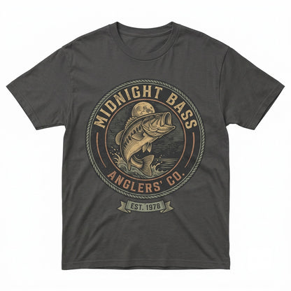 Vintage Bass Fishing 90s Moonlit Lake Graphic Fisherman Gift Outdoor Adventure Apparel Unisex TShirt