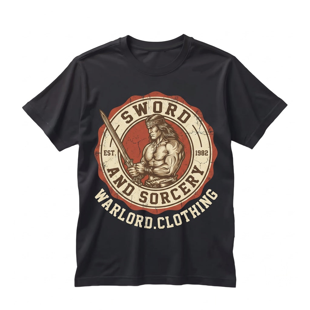 Vintage Retro Cimmerian Warrior Fantasy Sword Graphic Print Cotton Unisex TShirt
