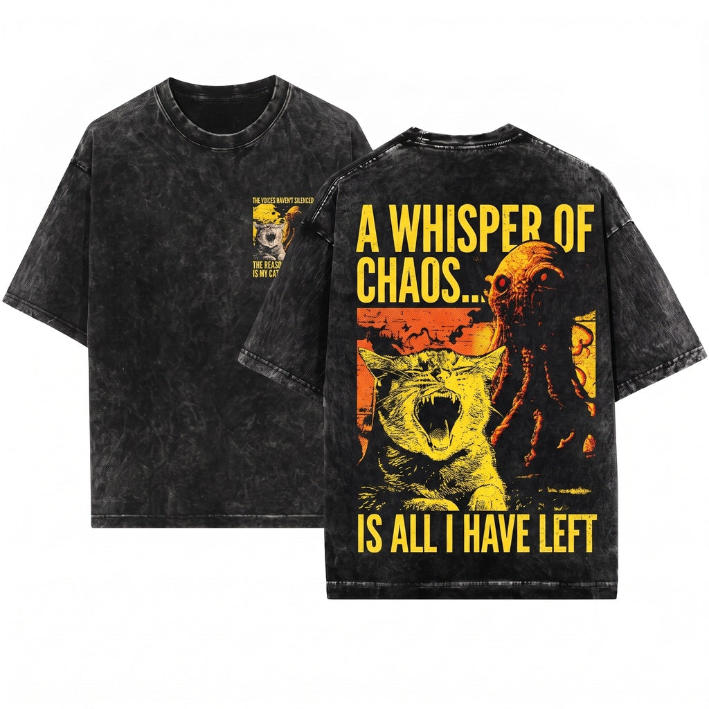 The Voices Have Gone Silent Cat Funny Vintage Japanese Unisex Wash T-Shirt