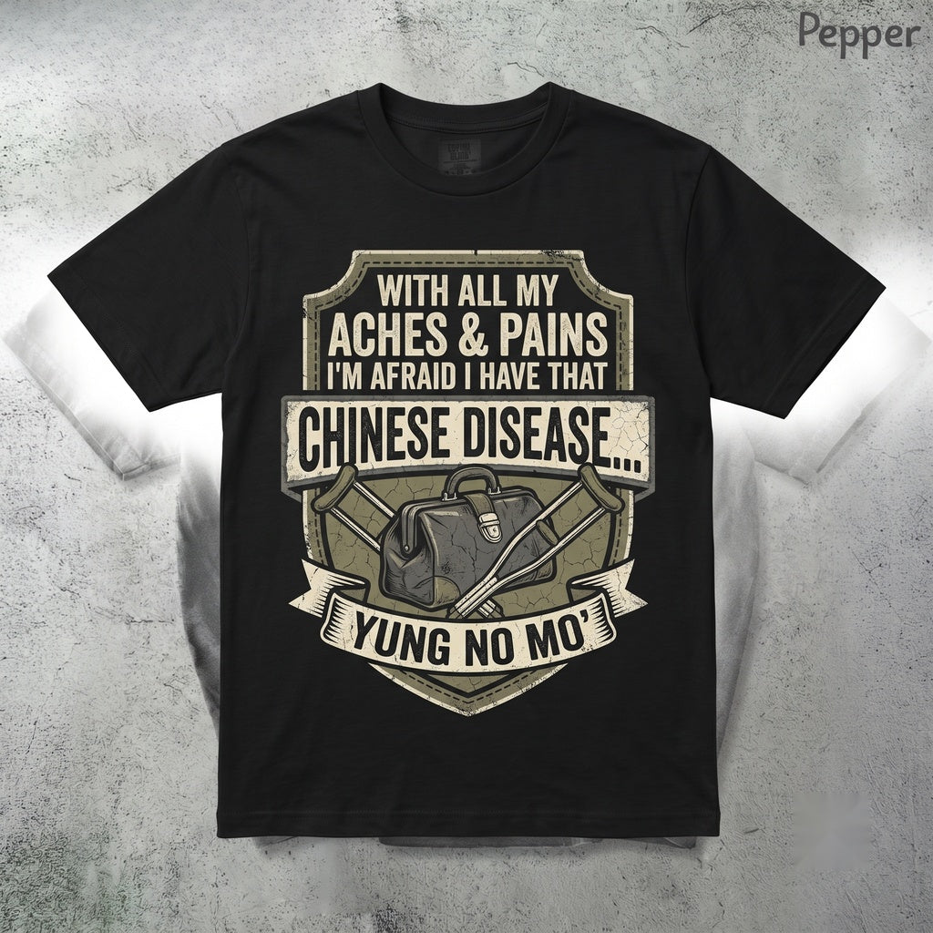 Yung No Mo Aches and Pains Funny Getting Older Humor Birthday Gift Graphic Unisex TShirt