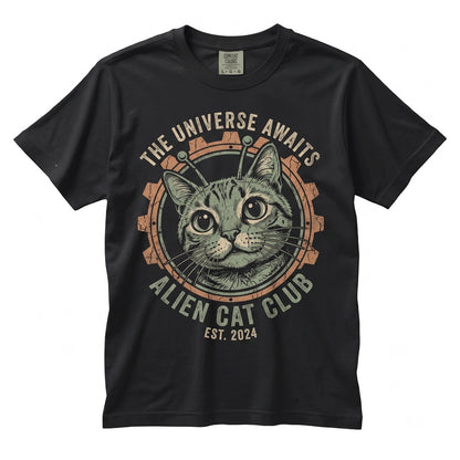 Funny Alien Cat Meme Graphic Sci-Fi Weird Y2K Lover Gift Unisex TShirt