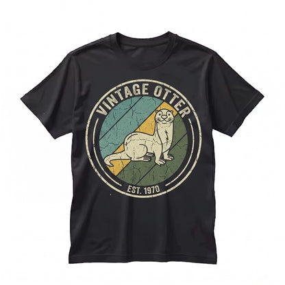 Cute Otters Vintage Lover Gift Retro Sea Animal River Wildlife Present Graphic Apparel Tops Unisex TShirt