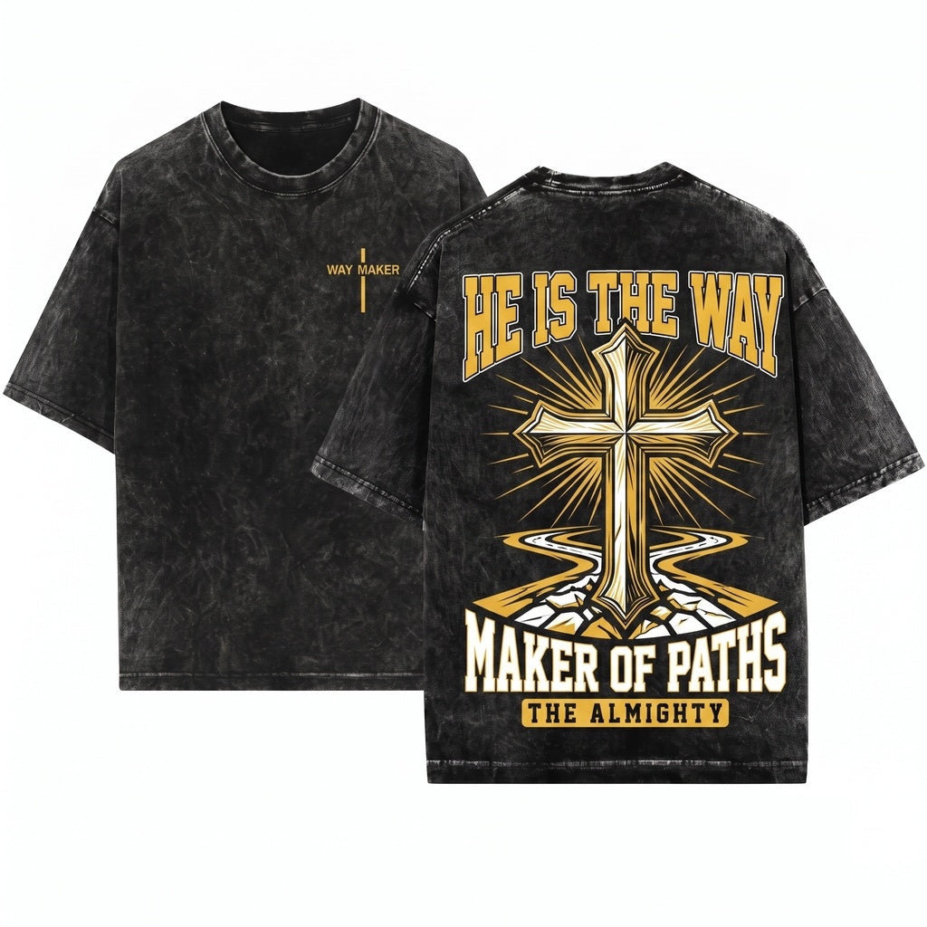 Way Maker Christian Jesus Faith Cross Religious Vintage Unisex Wash T-Shirt