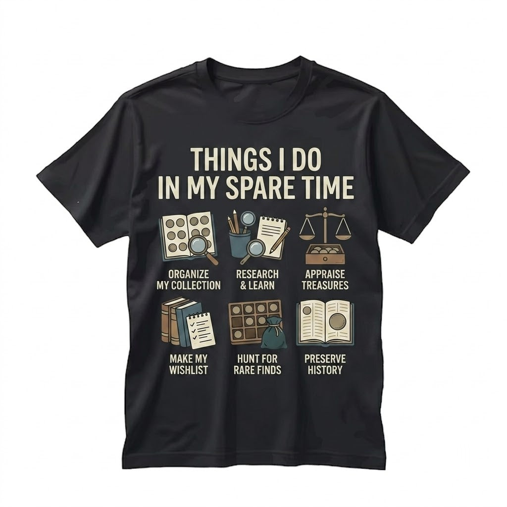 Coin Collector Numismatist Gift Things I Do In My Spare Time Retro Vintage Graphic Unisex TShirt