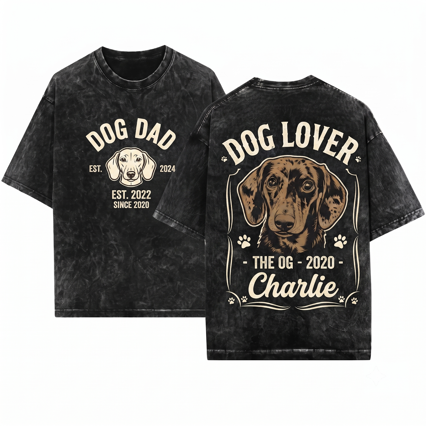 Vintage Custom Pet Portrait Personalized Retro Dog Cat Photo Gift Graphic Tee - Unisex Heavyweight Garment-Dyed T-Shirt