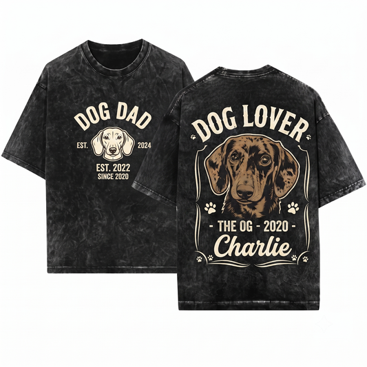 Vintage Custom Pet Portrait Personalized Retro Dog Cat Photo Gift Graphic Tee - Unisex Heavyweight Garment-Dyed T-Shirt
