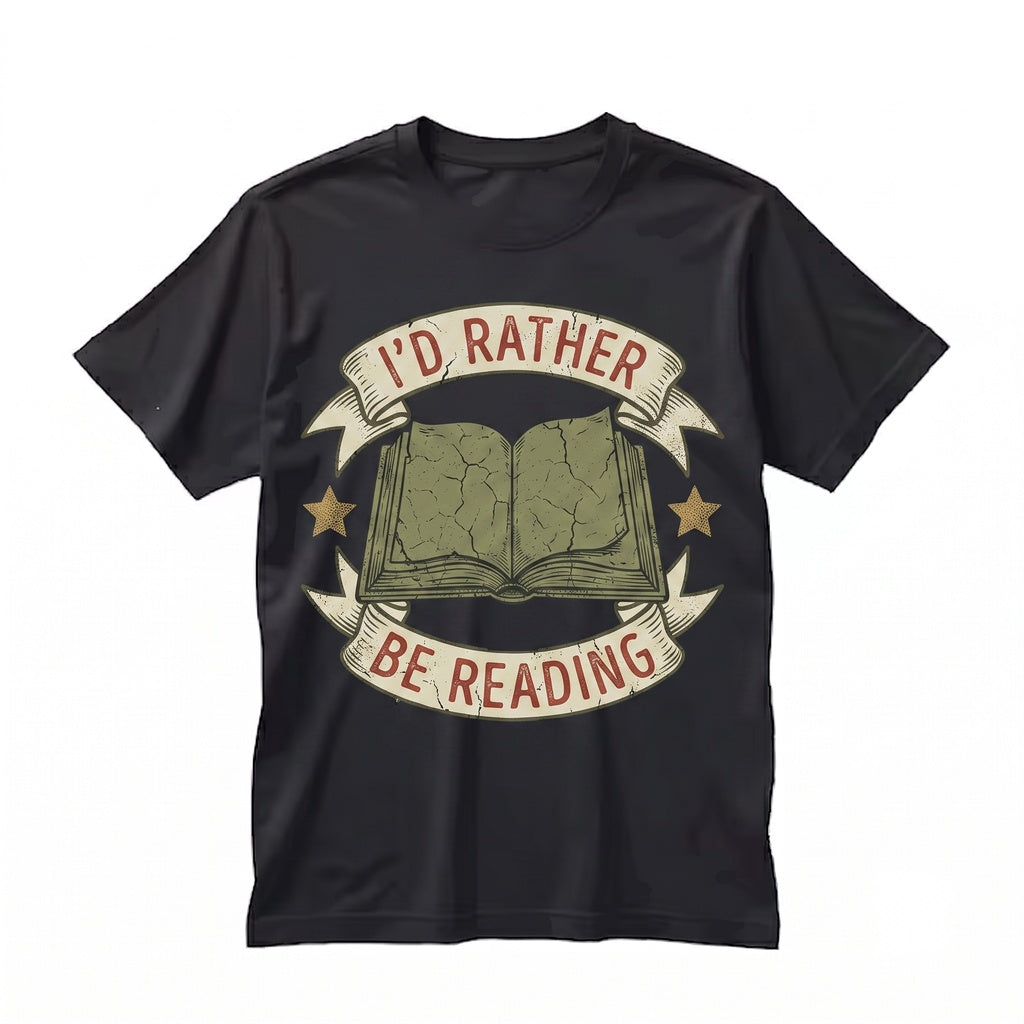 Id Rather Be Reading Embroidered Bookish Cozy Literary Gift Unisex TShirt