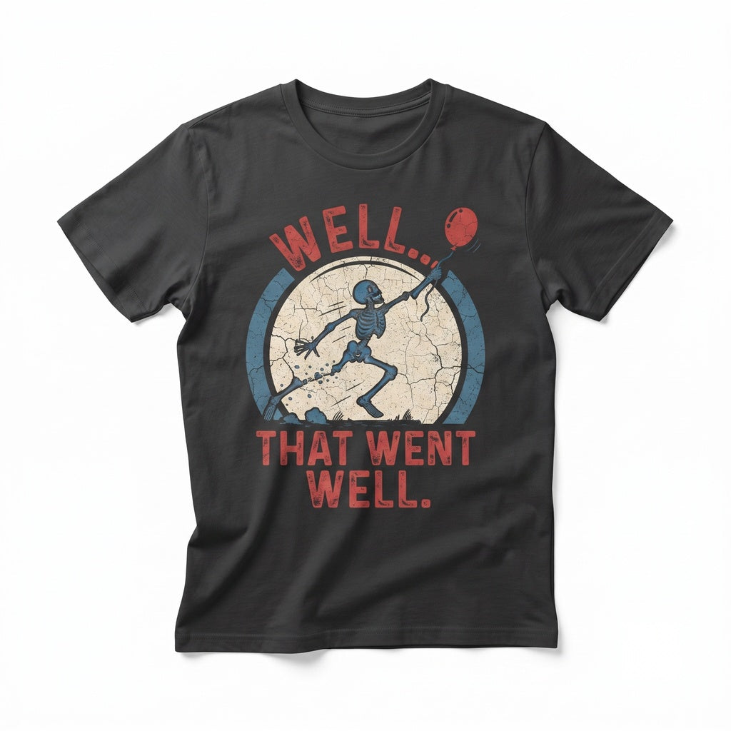 Skeleton Lost Balloon Well That Went Well Funny Halloween Dark Humor Spooky Graphic Unisex TShirt