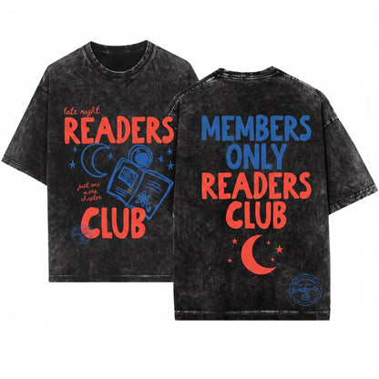 Late Night Readers Club Bookish Graphic Reading Lover Gift Unisex Wash T-Shirt