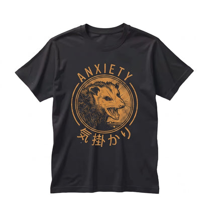 Funny Anxiety Japanese Aesthetic Screaming Opossum Graphic Retro Novelty Cotton Crewneck Unisex TShirt