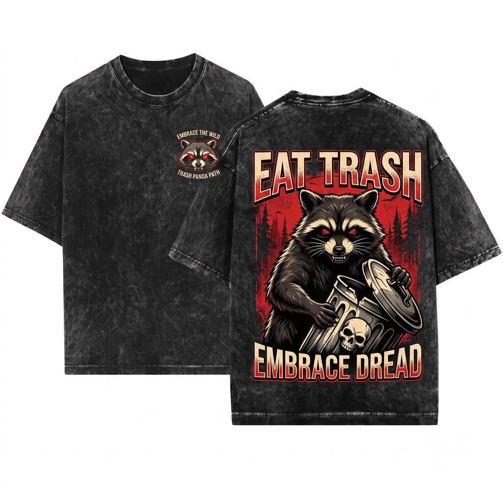 Embrace Dread Raccoon Funny Vintage Graphic Cotton Top Unisex Wash T-Shirt