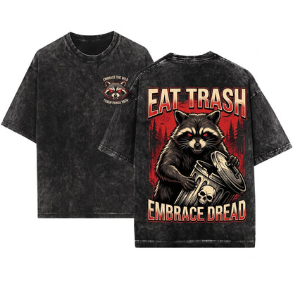 Embrace Dread Raccoon Funny Vintage Graphic Cotton Top Unisex Wash T-Shirt