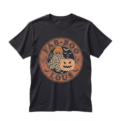 Faboolous Halloween Leopard Ghost Graphic Spooky Pumpkin Fall Apparel Graphic Fa-boo-lous Funny Holiday Top Unisex TShirt