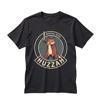 Huzzah Fox Embroidered Medieval Renaissance Faire Tabletop Roleplaying Nerd Gift Unisex TShirt