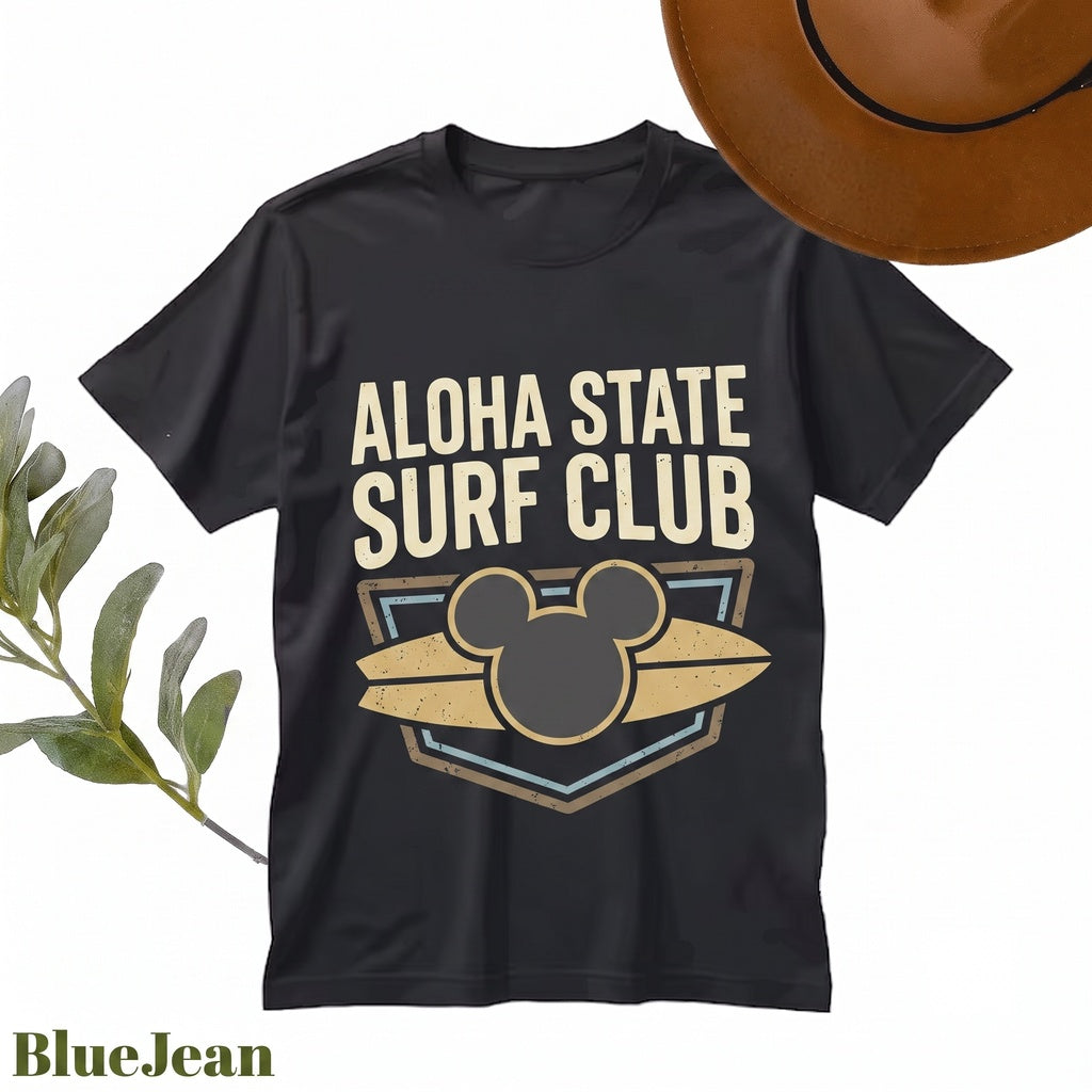 Vintage Cartoon Mouse Surfing Retro Beach Vacation Graphic Summer Apparel Unisex TShirt